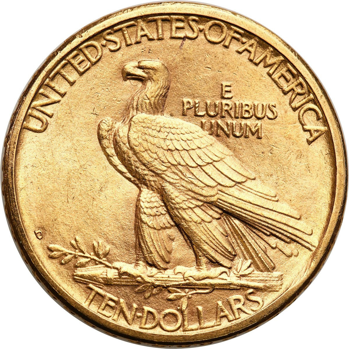 USA. Złote 10 $ dolarów 1908 Indianin, D Denver